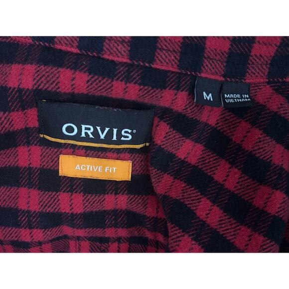 Orvis Buffalo Plaid Flannel Red Black Long Sleeve Shirt - Picture 6 of 6